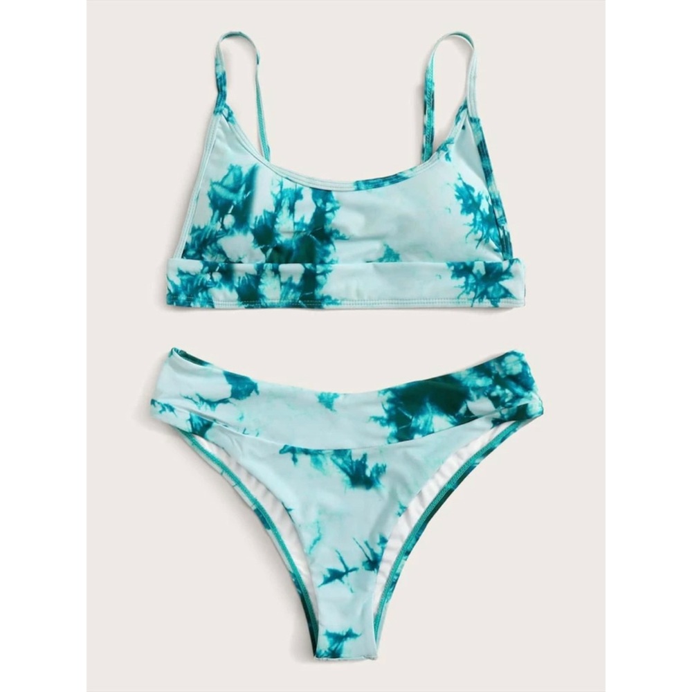 Blue tie dyed bikini set swim aqua - Picture 2 of 3